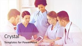  Presentation with occupational medicine - Audience pleasing PPT theme consisting of occupational health - hospital profession people and medicine backdrop and a lemonade colored foreground