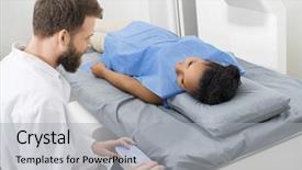  Presentation with female hospital patient - Colorful presentation theme enhanced with occupational health controls - doctor examining female patient lying backdrop and a light gray colored foreground