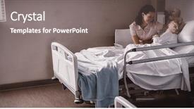  Presentation with patient and doctor - Audience pleasing PPT theme consisting of occupational health controls - female doctor consoling patient backdrop and a gray colored foreground