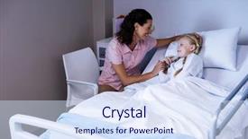  Presentation with doctor patient relations - Amazing slide deck having occupational health controls - female doctor consoling patient backdrop and a sky blue colored foreground