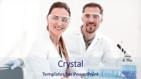  Presentation with laboratory scientific materials - Amazing theme having occupational health controls - two scientists biologists sitting backdrop and a sky blue colored foreground