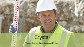  Presentation with occupational - Slides enhanced with occupational health safety - construction worker holding measure background and a mint green colored foreground