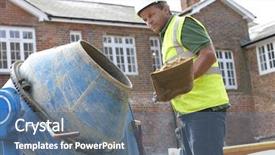  Presentation with occupational - Slide deck with occupational health safety - construction worker mixing cement background and a ocean colored foreground