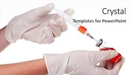  Presentation with ampoule - Beautiful presentation featuring occupational health safety - hands and ampoule isolated backdrop and a white colored foreground