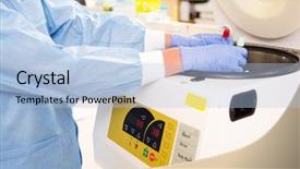  Presentation with lab test - PPT theme consisting of occupational health safety - lab tech loading test tubes background and a light blue colored foreground