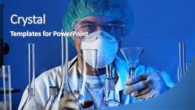  Presentation with science - Beautiful presentation featuring occupational health safety - medical science equitpment research laboratory backdrop and a ocean colored foreground