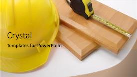  Presentation with occupational - Cool new theme with occupational health safety - orange hardhat with a ruler backdrop and a gold colored foreground