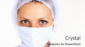  Presentation with occupational health safety - Beautiful presentation design featuring occupational health safety - portrait of a young female backdrop and a pink colored foreground