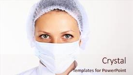  Presentation with occupational - Colorful PPT theme enhanced with occupational health safety - portrait of a young female backdrop and a sky blue colored foreground