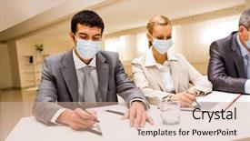  Presentation with occupational health safety - Slides having occupational health safety - portrait of business partners background and a coral colored foreground