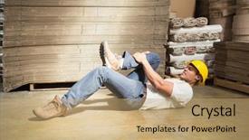  Presentation with occupational - Cool new presentation theme with occupational health safety - side view of male worker backdrop and a coral colored foreground