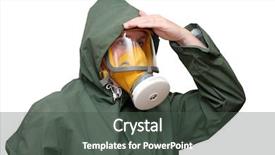  Presentation with health-care - Audience pleasing presentation design consisting of occupational health safety - woman wearing gas mask backdrop and a dark gray colored foreground