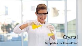  Presentation with test - Presentation theme with occupational health safety - young scientist working background and a light blue colored foreground