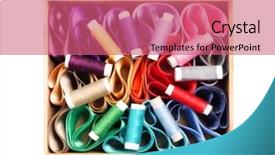  Presentation with silk and diamond - Slides enhanced with occupational health textile - colored thread and ribbons background and a coral colored foreground