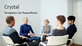  Presentation with sharing - Audience pleasing theme consisting of occupational psychology - several men and women sharing backdrop and a light gray colored foreground