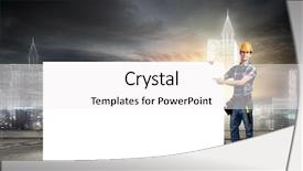  Presentation with white blank notebook silver - Theme with occupational safety - young repairman holding white blank background and a white colored foreground