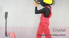  Presentation with occupational health safety - Presentation design having occupational-safety-and-health-anonymous background and a coral colored foreground