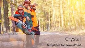  Presentation with occupational - Theme with occupational-safety-and-protective-clothing background and a coral colored foreground