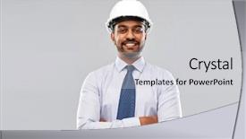  Presentation with architecture construction - Presentation theme enhanced with occupational safety specialist - architecture construction business and building background and a light gray colored foreground