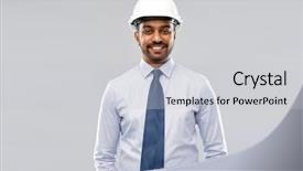  Presentation with architecture construction - Beautiful presentation design featuring occupational safety specialist - architecture construction business and building backdrop and a light gray colored foreground