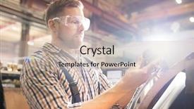  Presentation with industrial machine - Cool new PPT theme with occupational safety specialist - contemporary repairman or technician backdrop and a soft green colored foreground