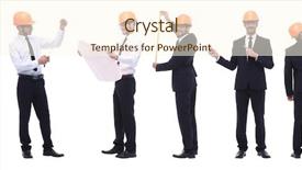  Presentation with photo collage - Slide set with occupational safety specialist - panoramic photo collage of qualified background and a  colored foreground