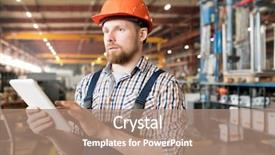  Presentation with industrial engineer - Slide deck enhanced with occupational safety specialist - young confident factory engineer using background and a coral colored foreground