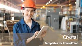  Presentation with industrial engineer - Theme having occupational safety specialist - young successful female engineer background and a coral colored foreground