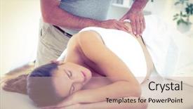  Presentation with giving - Slide set featuring occupational therapist - midsection of masseur giving massage background and a  colored foreground