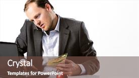  Presentation with human computer interaction mobile app - PPT theme featuring hardwork - busy hardworking businessman multi-tasking talking background and a tawny brown colored foreground