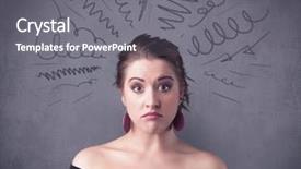  Presentation with worried female college student for health check up - Beautiful PPT theme featuring cute female student making funny backdrop and a gray colored foreground