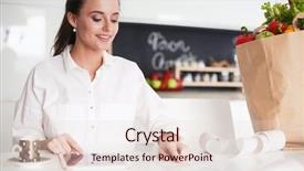  Presentation with planning meetings - Theme having occupied - young woman planning expenses background and a lemonade colored foreground