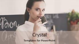  Presentation with planning - Slide set featuring cuer - young woman planning expenses background and a mint green colored foreground