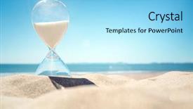  Presentation with space - Colorful presentation theme enhanced with ocean - hourglass time on a beach backdrop and a arctic colored foreground
