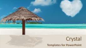  Presentation with romantic getaway - Presentation theme consisting of ocean - romantic getaway concept - tropical background and a lemonade colored foreground
