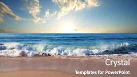  Presentation with ocean - Audience pleasing theme consisting of ocean - sea sunset backdrop and a coral colored foreground