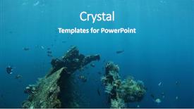  Presentation with water ship - Beautiful presentation theme featuring ocean - underwater shoot of a ship backdrop and a teal colored foreground