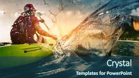  Presentation with kayak - Audience pleasing presentation theme consisting of ocean - young lady paddling hard backdrop and a ocean colored foreground