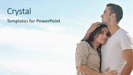  Presentation with love romance - PPT theme enhanced with happy young couple in love background and a sky blue colored foreground