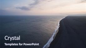  Presentation with sand ocean - Slide deck featuring ocean and shore with black background and a tawny brown colored foreground