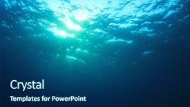  Presentation with underwater - Slide deck having ocean background photo with sunburst background and a navy blue colored foreground