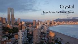  Presentation with battleship - Audience pleasing PPT layouts consisting of ocean battleship - benidorm bay at costa blanca backdrop and a  colored foreground
