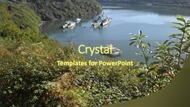  Presentation with luxury service boats - Presentation theme enhanced with ocean battleship - france brittany landevennec boats cemetery background and a  colored foreground