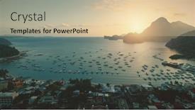  Presentation with cinematic - Beautiful presentation design featuring ocean-bay-aerial-view backdrop and a lemonade colored foreground