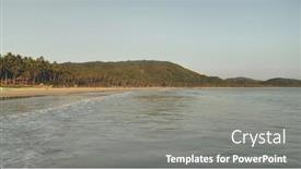  Presentation with green waves - Presentation design with ocean-bay-waves-crash-aerial background and a gray colored foreground