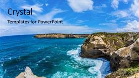  Presentation with tourism australia - Cool new PPT theme with ocean bay withsurf foam azure backdrop and a light blue colored foreground