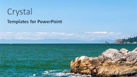  Presentation with beach rocks - Slides having ocean-beach-with-rocks background and a light blue colored foreground