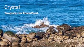 Presentation with beach rocks - PPT theme having ocean-beach-with-rocks background and a teal colored foreground