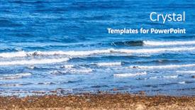  Presentation with beach rocks - Audience pleasing slide set consisting of ocean-beach-with-rocks backdrop and a teal colored foreground