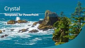  Presentation with america canada - Slide set enhanced with ocean-beach-with-waves background and a teal colored foreground